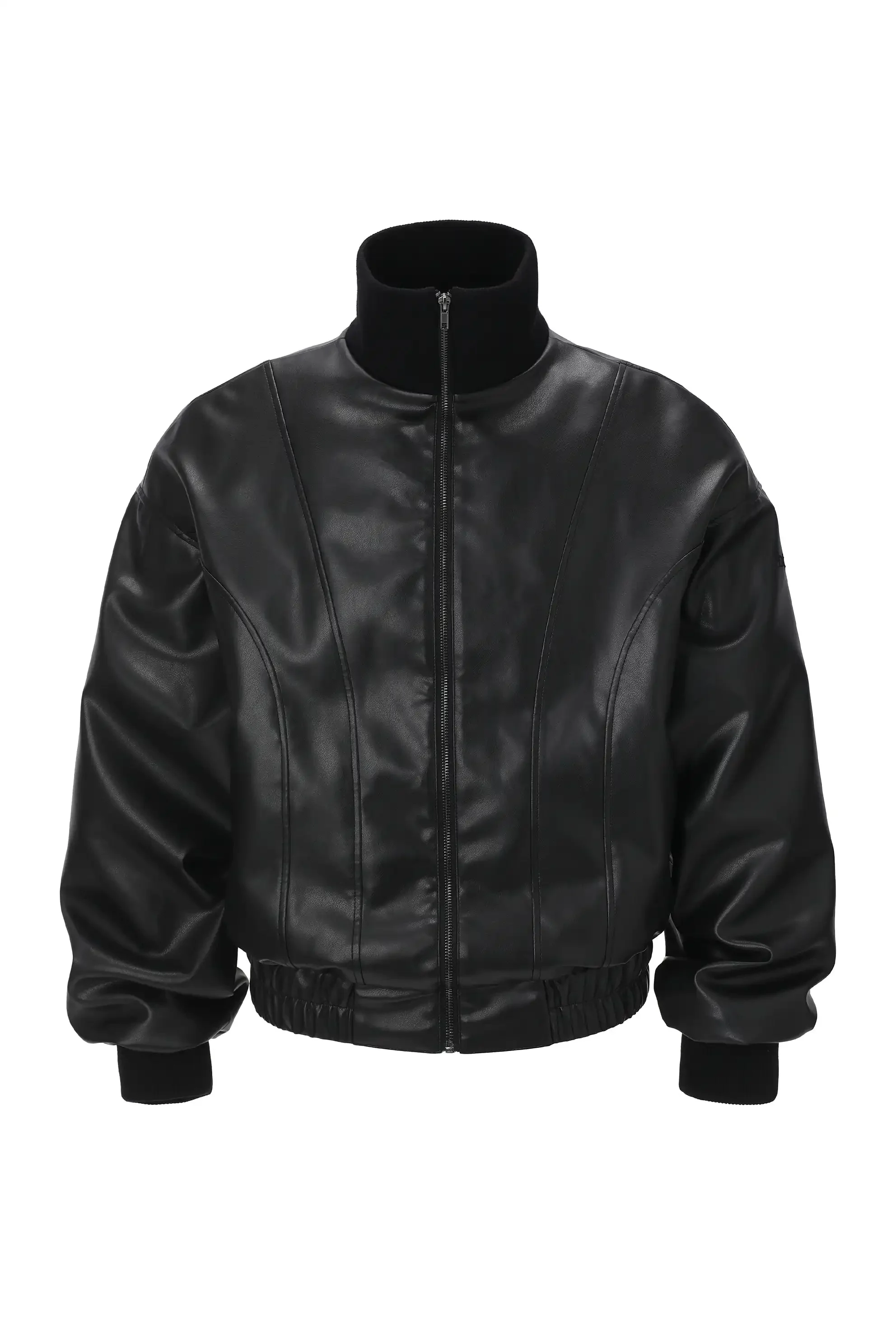 High neck leather jacket