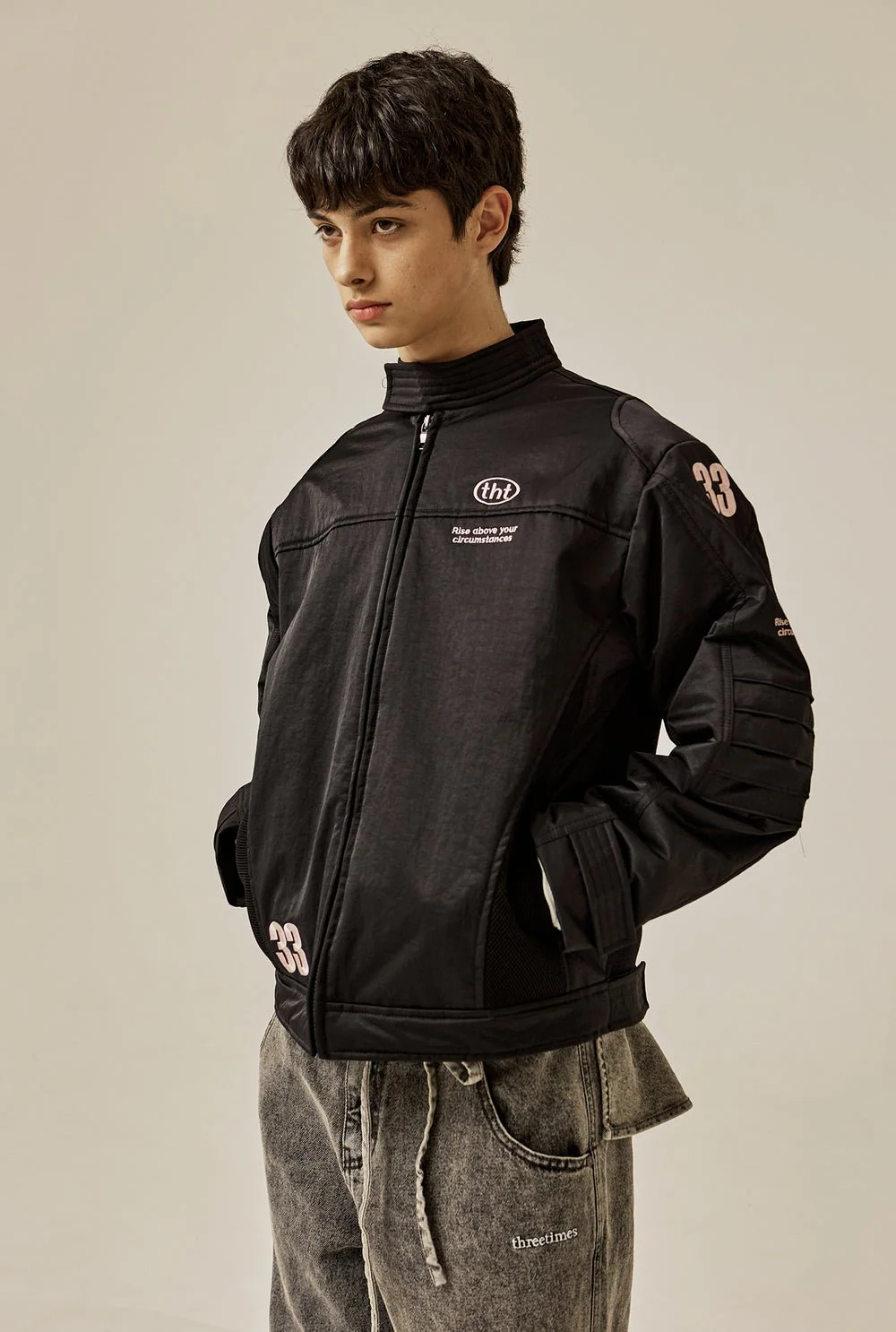 Pink letter biker jacket - Image 10