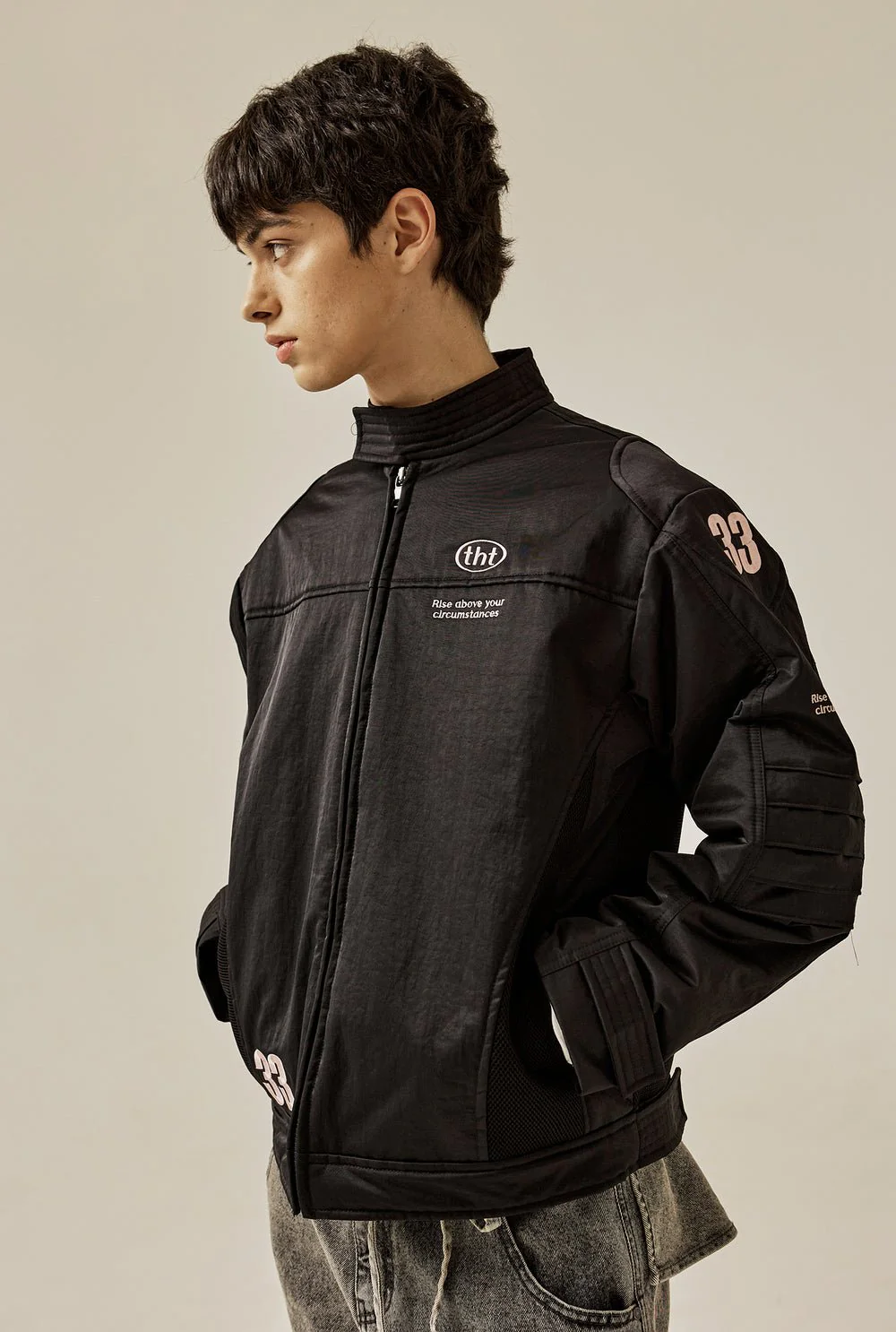 Pink letter biker jacket - Image 11
