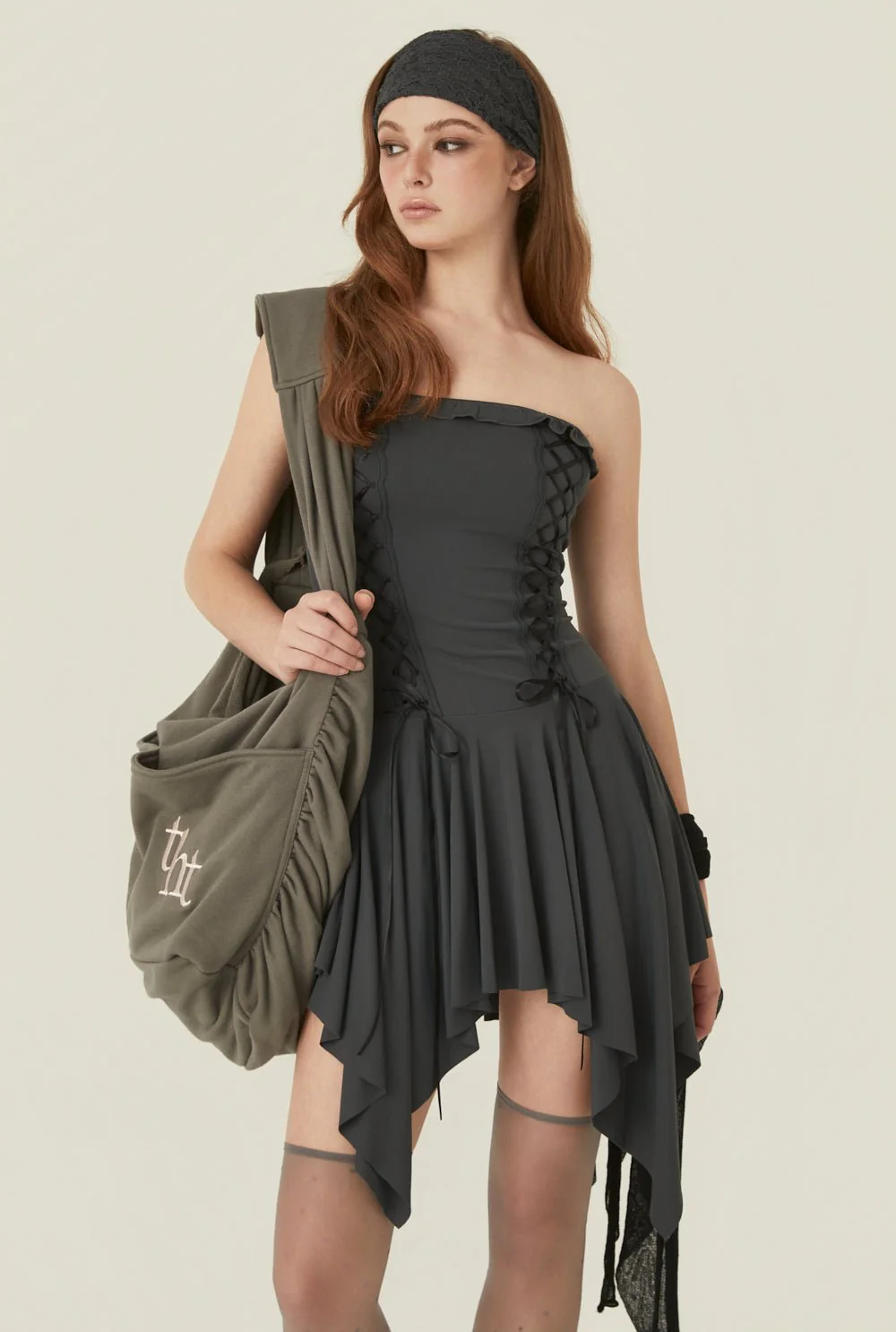 Stretch lace up dress - Image 8